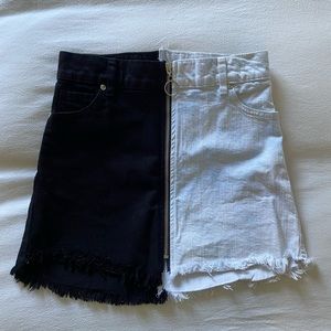 Revice Black and White Jean Skirt